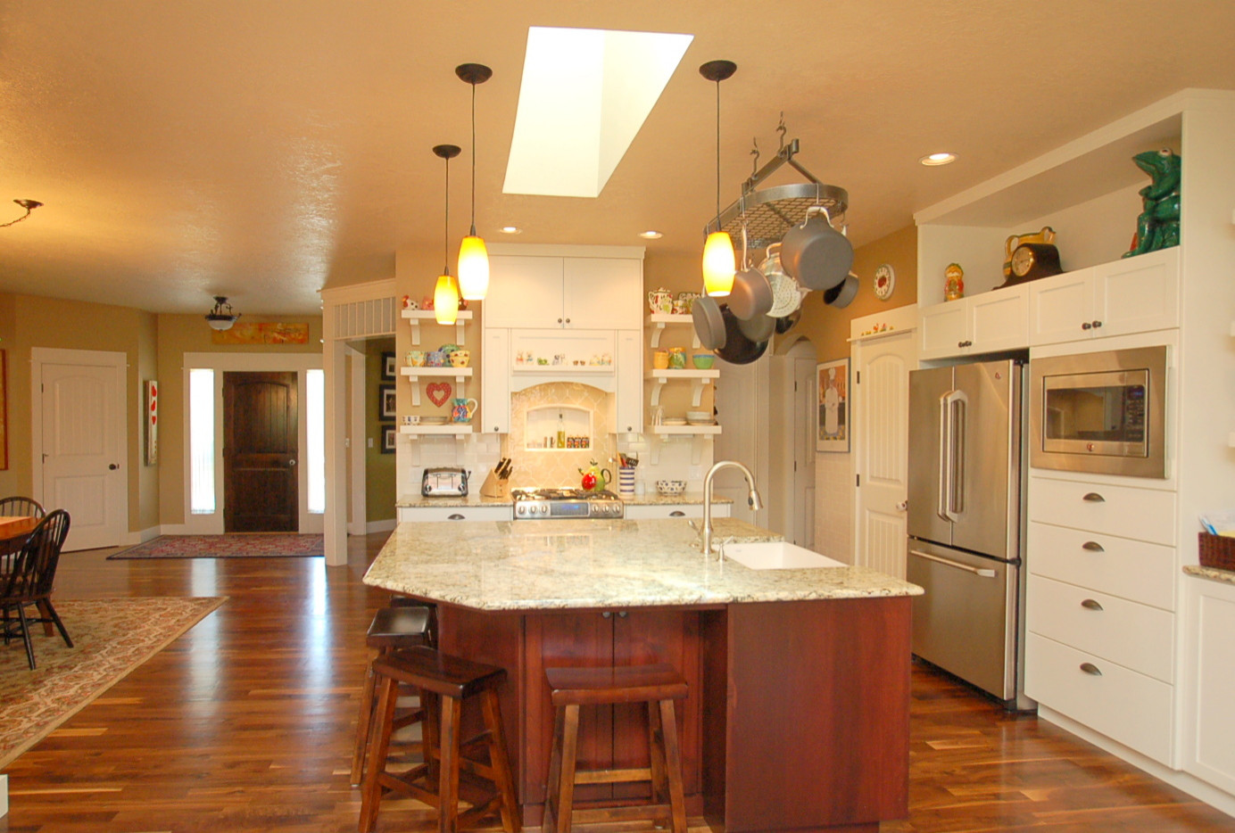 After walls were removed to open this kitchen/great room.