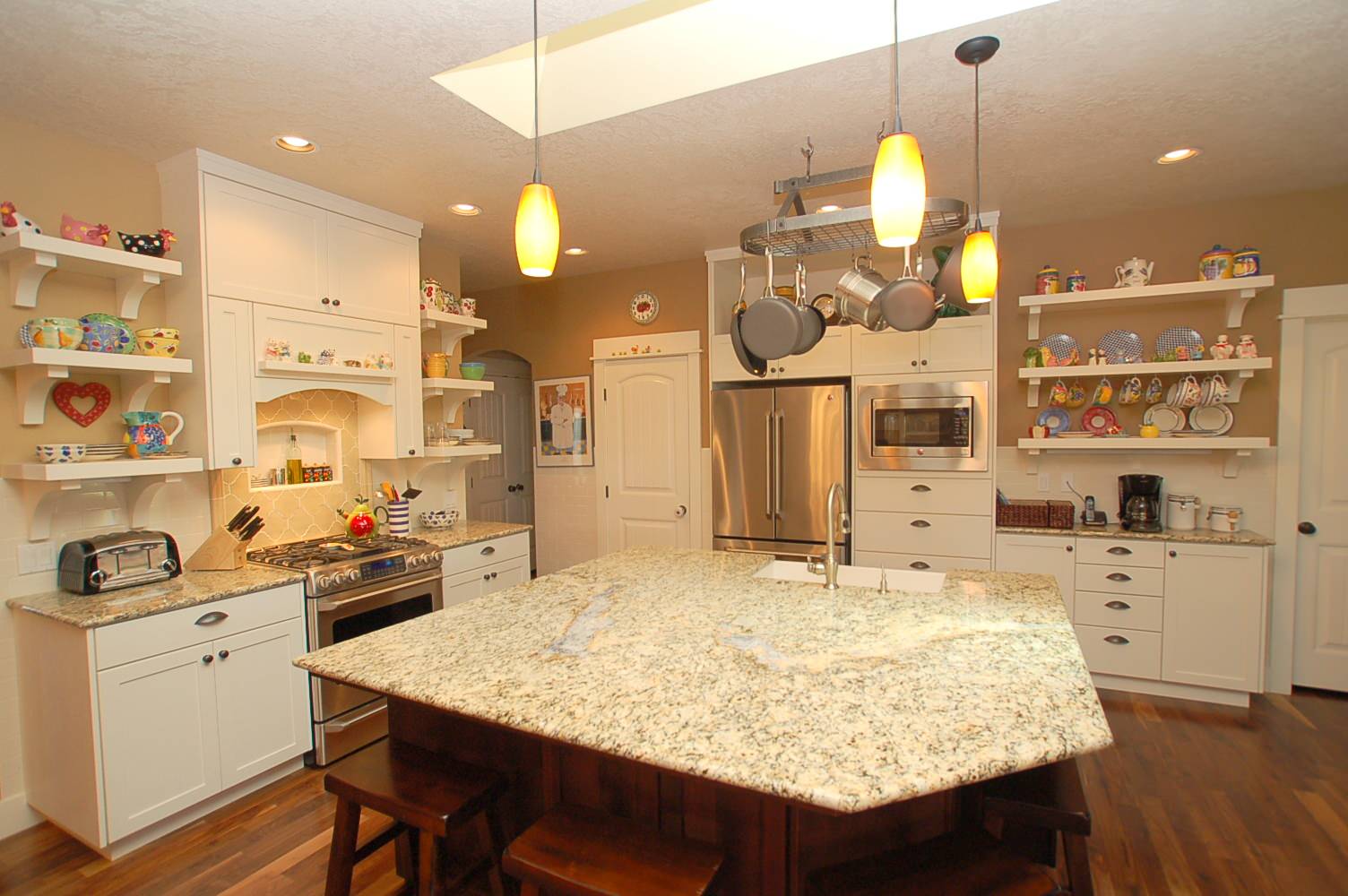 Large island for kids to do homework at.